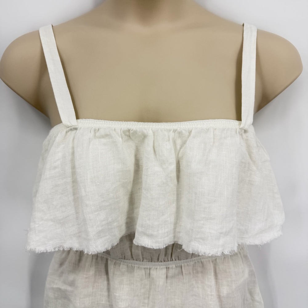 Reformation 100% Linen Layered Sleeveless Halter Style Top White Size L - Picture 4 of 10